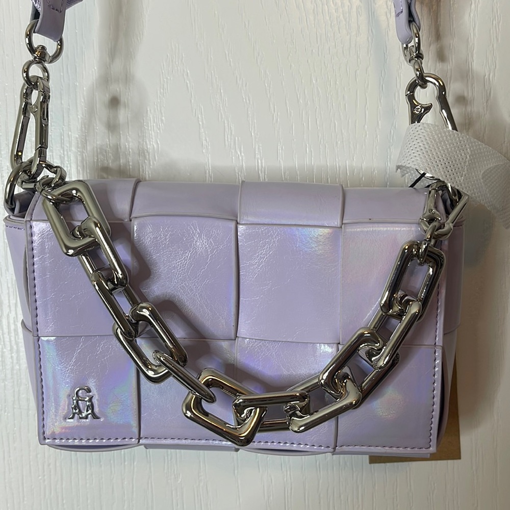 Steve Madden Cyrus Woven Crossbody Bag Lilac Purple